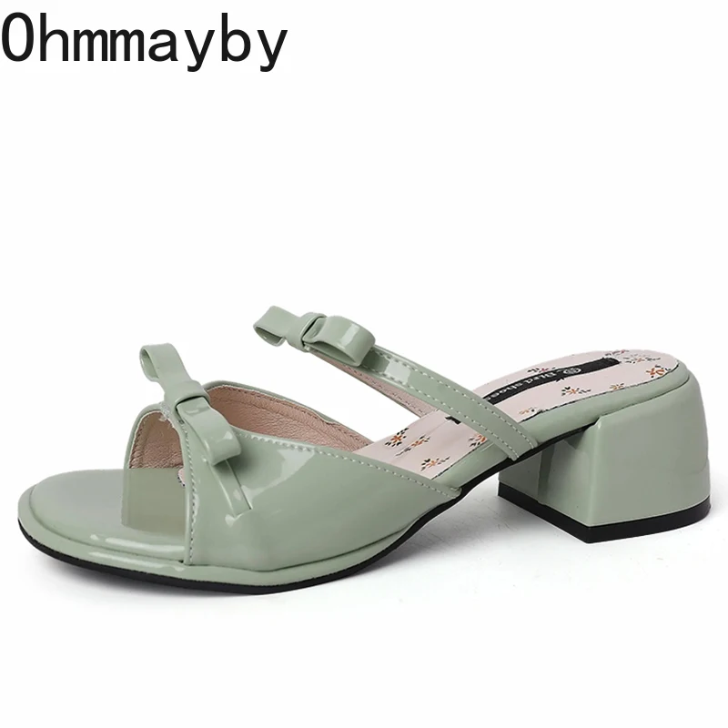 Summer Thick Heel Women Slippers Elegant Open Toe Dress Slides Ladies Concise Dancing Party Prom Shoes image 6