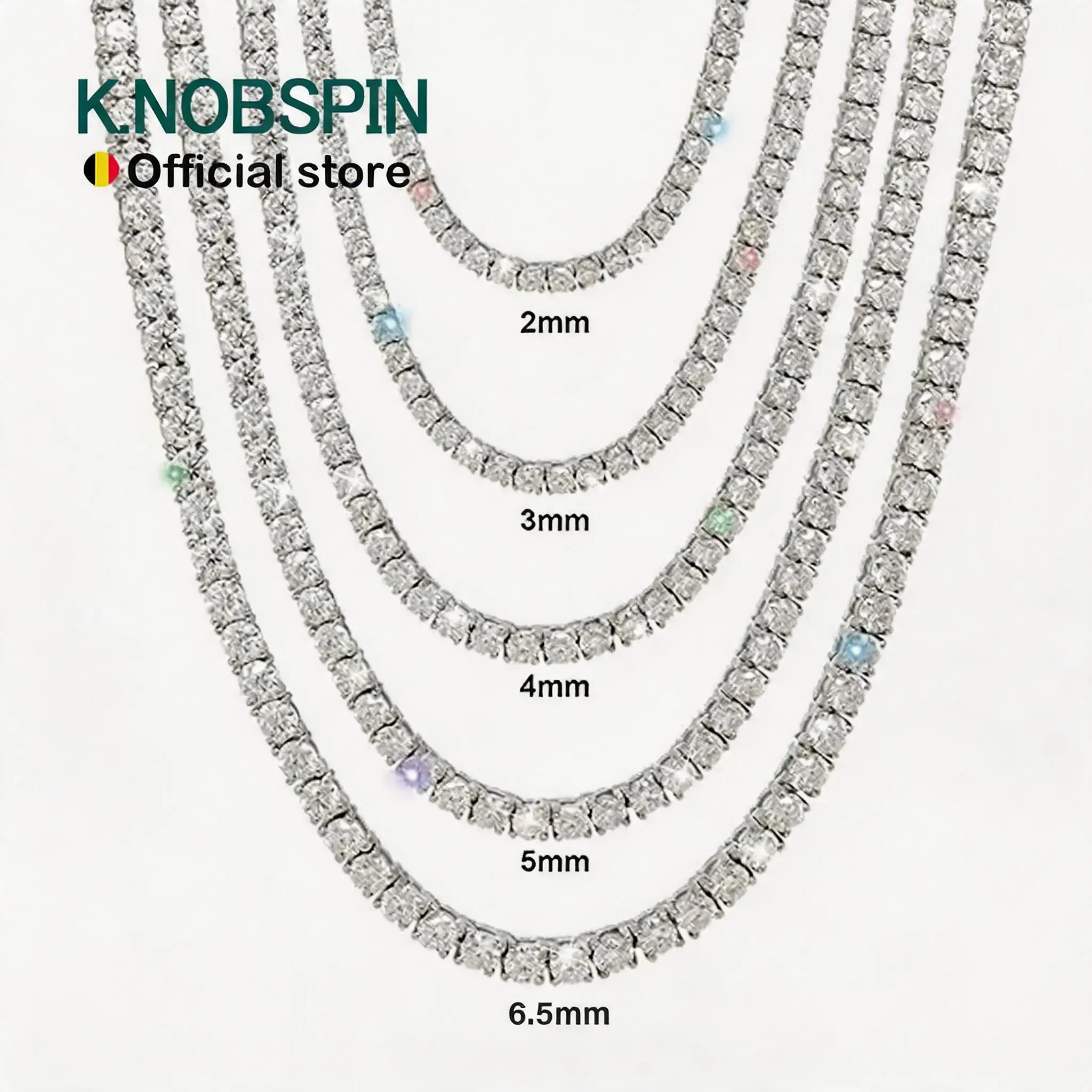 

GRA Certified Moissanite Tennis Necklace 925 Sterling Silver 2-6.5mm Diamond Chain for Women Men