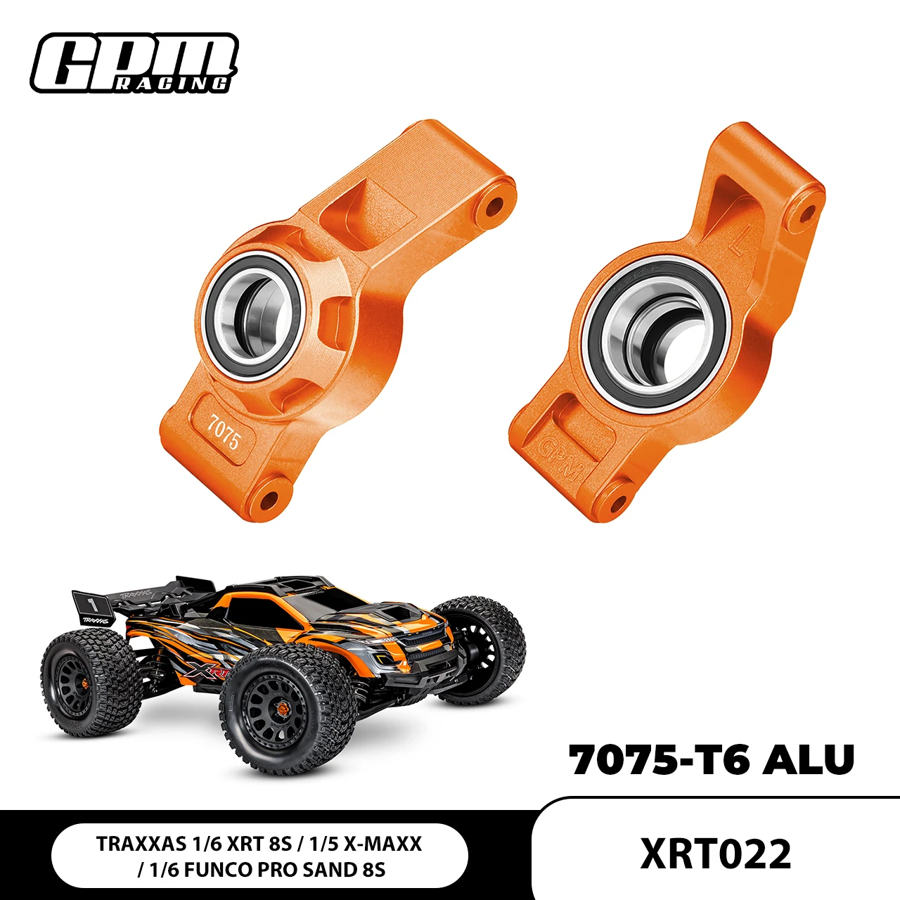 GPM 7075 Alloy Rear Hub Stub Axle Carriers &3 Oversize Bearing 1/6 Funco Sand 8S