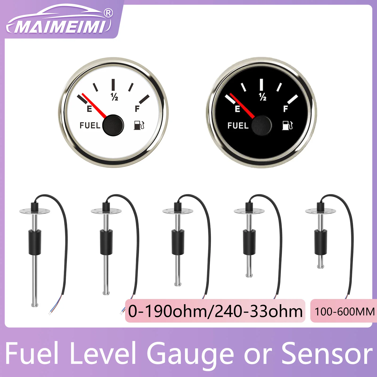 0-190ohm 240-33ohm Fuel Level Gauge / Fuel Water Level Sensor (Optional) Oil Level Indicator Customizable Length Sensor For Car