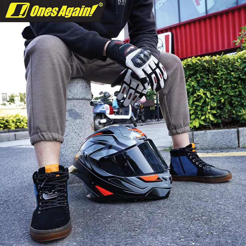 

Ones Again Casual Motorcycle Riding Boots Breathable Sole Anti-slip Toe Anti-collision Four Season Motorcycle Racing Rider Shoes