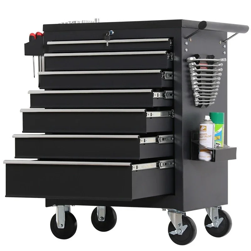 Hardware Toolbox Hand Push Five Drawer Tool Cart Auto Repair Shop Heavy Duty Mobile Cabinet