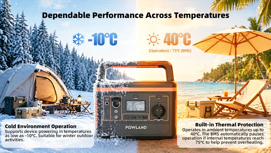 POWLAND 800W Tragbare Powerstation Solargenerator für Reisen, Camping, Wohnmobile mit AC-Anschlüssen, MPPT-Solarstromstation, Typ-C USB-C, Outdoor-Notfall-LED-SOS – Detail 11