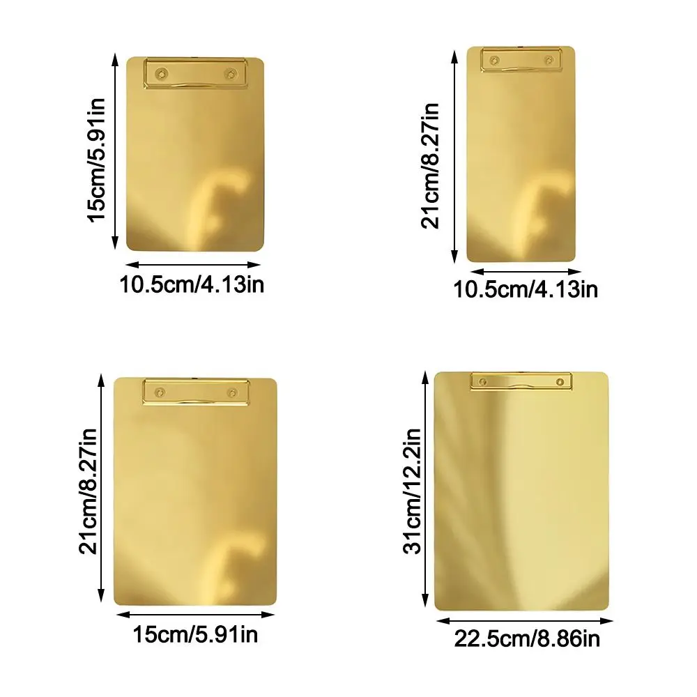 Stainless Steel A4/A5 File Folder Gold/Silver Hard Writing Clipboard Multifunction Document Filing Organizer