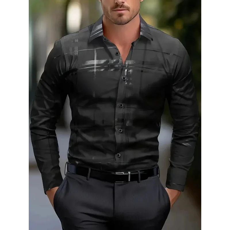 Camicia stampata a fiori 3D casual a maniche lunghe da uomo nuova Moda casual primavera autunno manica lunga con patta