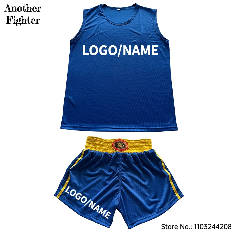 

Boxing Shorts and Shirt Customized Logo Sanda Wushu Wrestling Uniform Muay Thai Shorts Men Women Kids Martial Arts Fight Wear
