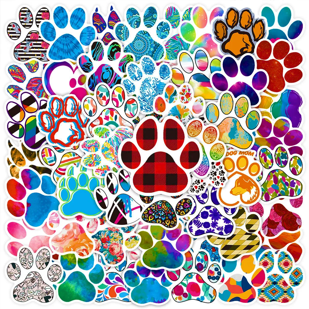 50 Stück Niedliche Tier-Pfoten-Aufkleber Ästhetische Wasserfeste Graffiti DIY Wasserflasche Skateboard Gitarre Hund Katze Pfoten-Sticker-Sets