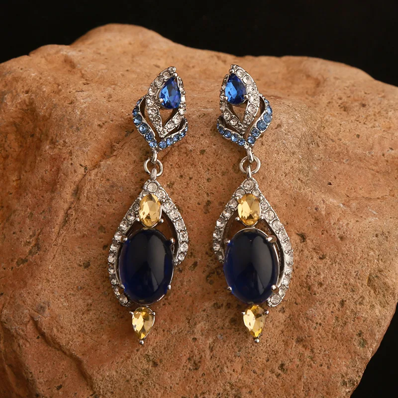 

Luxury Blue Water Drop Earrings High-end Fashion Personalized Stud Earrings for Women