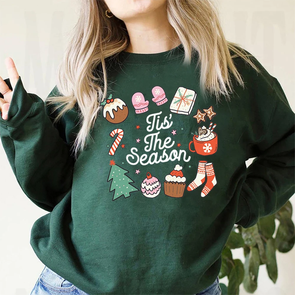 

Tis The Season Christmas Sweatshirt Merry Christmas Hoodie Family Matching Holiday Sweater Vintage Santa Polluver Christmas Gift