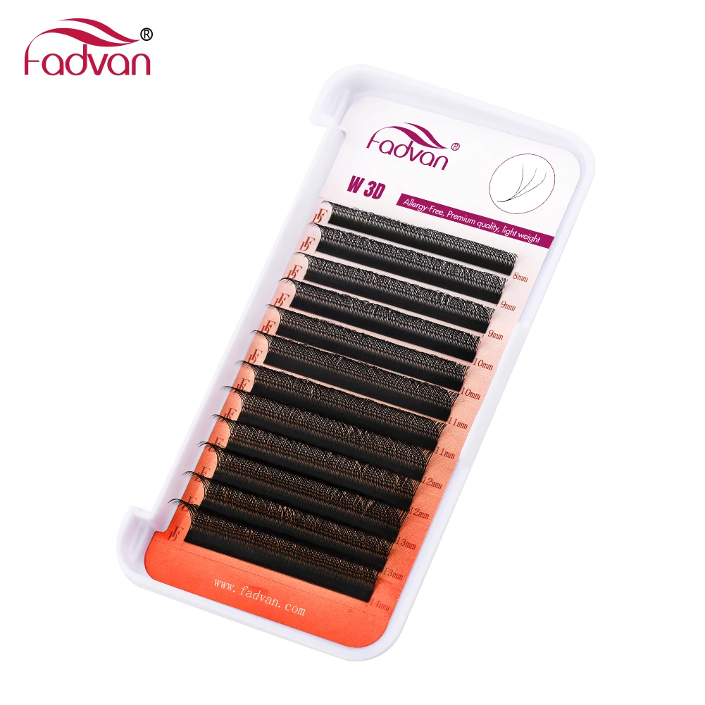 Fadvan 3D Waterproof W Shape Eyelash Extensions 0.07mm D Curved Premade Fan Lash Classic Style Faux Mink Seamless Lashes