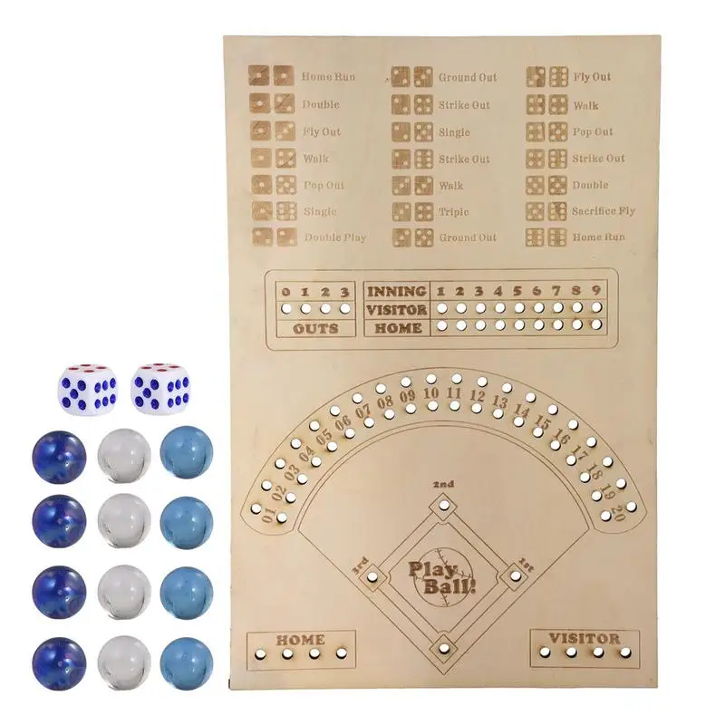 Baseball Würfel Brettspiel Indoor tragbare chilenische Spiele Eltern-Kind-Interaktion Holz spiel Geschenk box Set