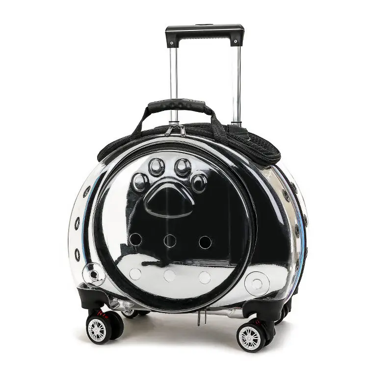 Transparent Breathable Pet Travel Trolley Carrier Backpack description 8