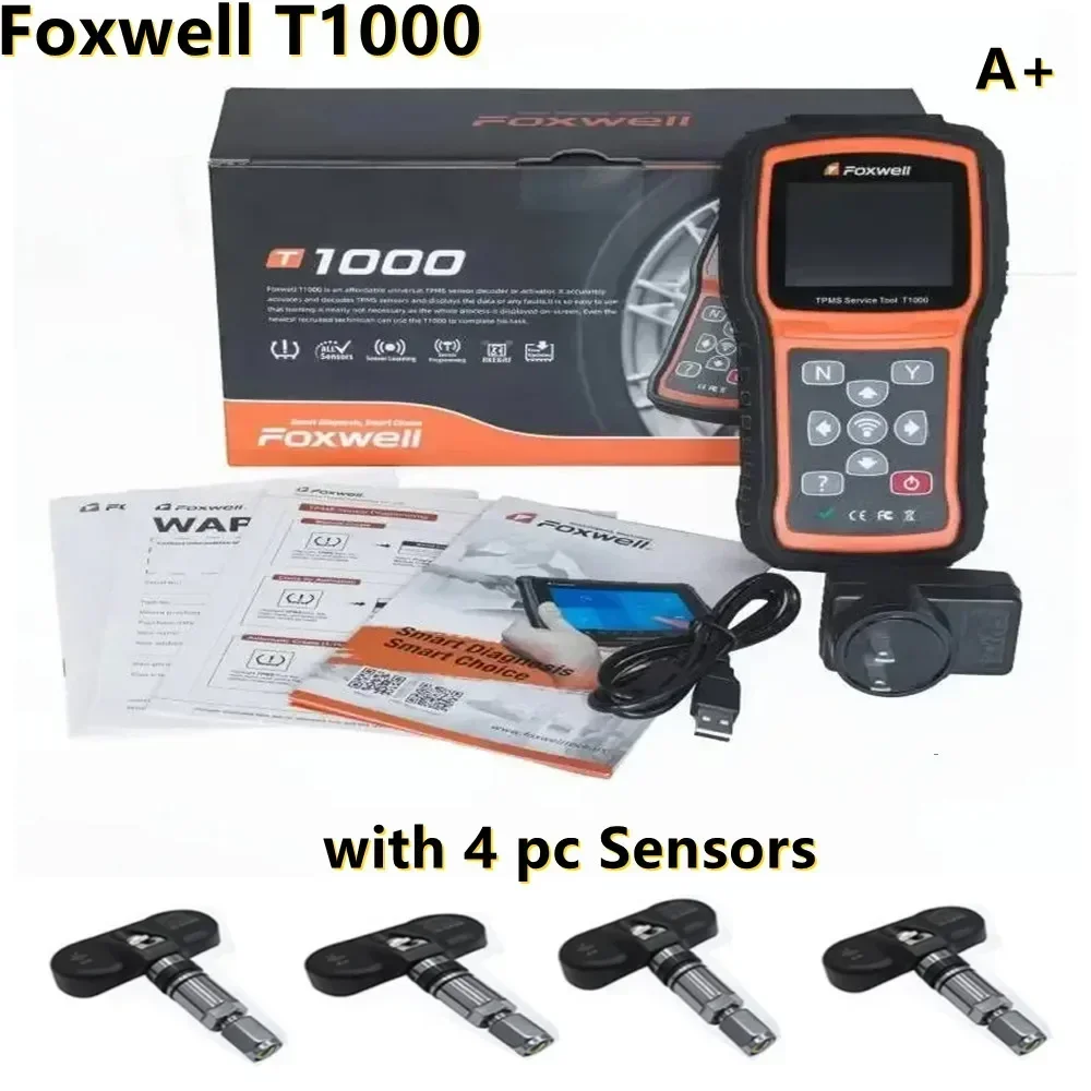 Foxwell T1000 TPMS Programming Tool Activate TPMS Sensor Decoder Check RF Key FOB Tire Pressure Monitoring System Auto Tester