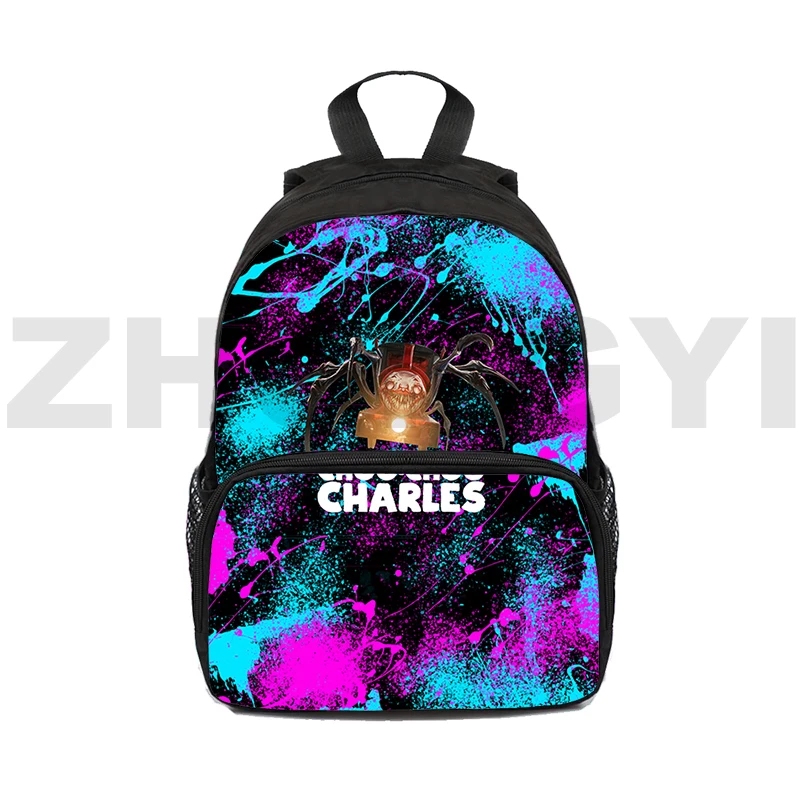 

3D Choo-Choo Charles School Backpack for Primary Students 16 Inch Waterproof Nylon Women Backpack Colorful Mens Sports Bag