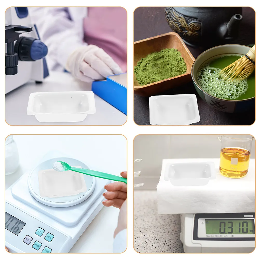 10Pcs White Plastic Square Weighing Dishes Mini Weigh Boats Small Lab Containers Accurate Sampling Trays Mini Weigh Dishes