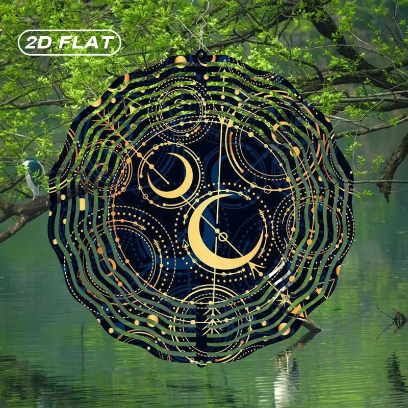 CIFBUY Metal Wind Chime 360 Degree Rotating Wind Spinner Kaleidoscope Pattern Outdoor Garden Patio Yard Hanging Decor Gift