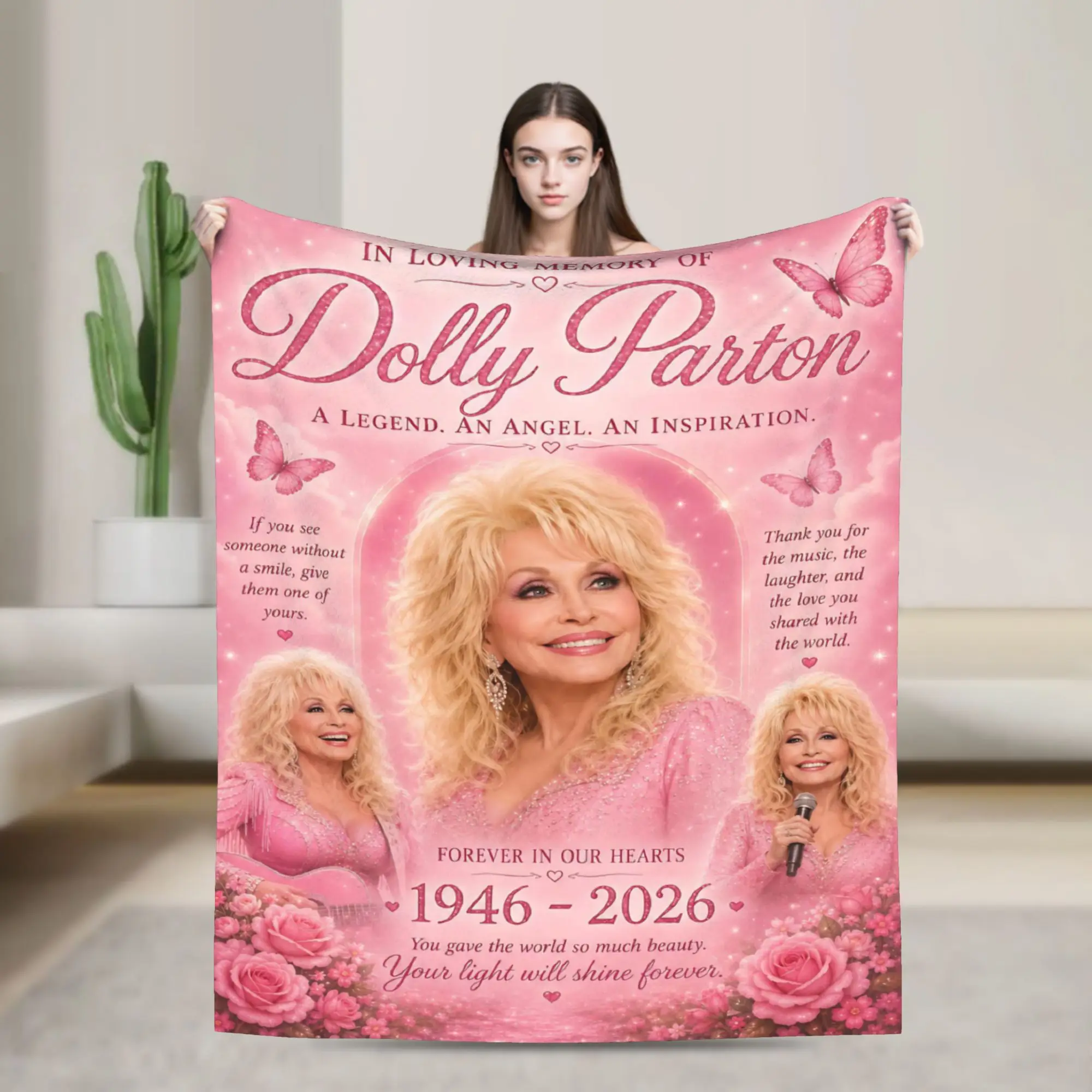 Dolly Parton Memorial RIP Blankets Flannel  Soft Throw Blanket for Bedroom Sofa Bed Rug