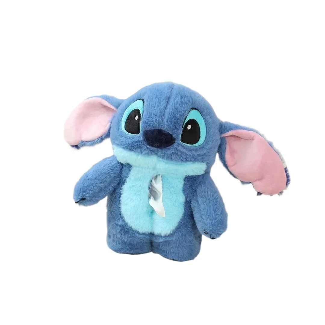 MINISO Disney Stitch Car Cartoon Plush Tissue Box Doll Shape Soft Car Pillow Hanging Tissue Box Boy Car Decoration Accessorie