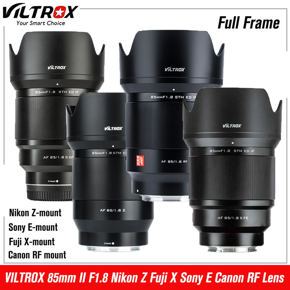 

Объектив VILTROX 85 мм II F1.8 Nikon Z Canon RF Fuji X Sony E с полной рамкой, объектив для портретной автофокусировки, объектив для камеры с большой апертурой