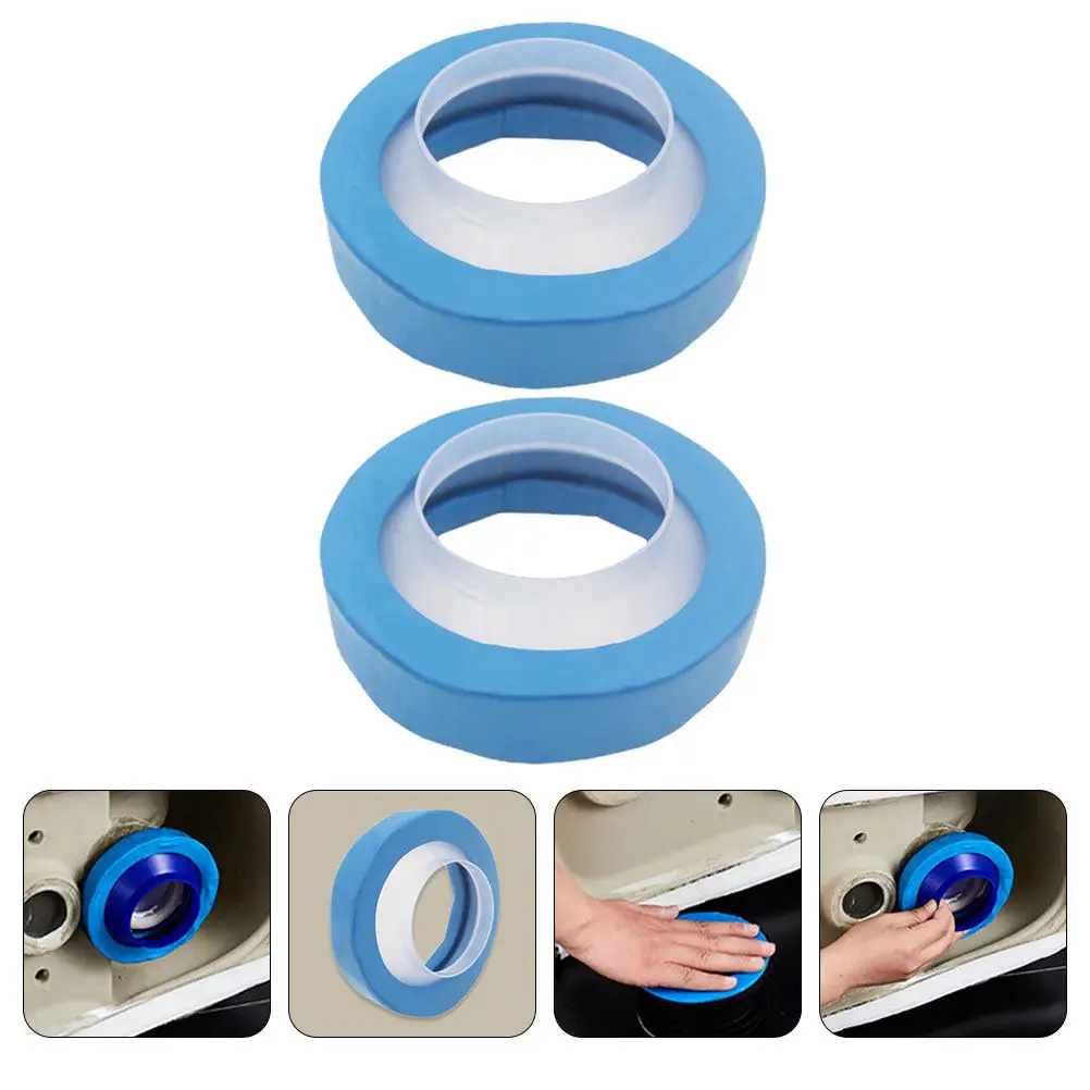 2Pcs Toilet Wax Ring Sealing Gasket Flange Flexible Replacement Toilet Bowl Seal Ring Bathroom Drain Pipe Gasket Leak Proof
