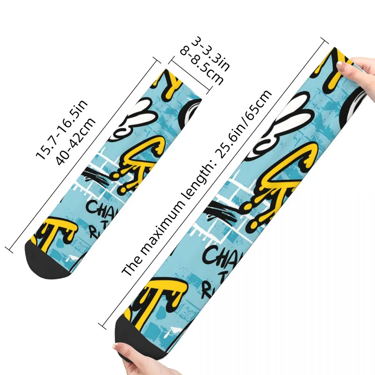 Vintage Graffiti Style Men\'s Socks Graffiti Art Pattern Unisex Hip Hop Seamless Printed Funny Crew Sock Gift