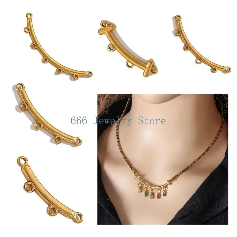 

F2TD 10pcs Stainless Steel Clasp Necklace Bracelet Layer Pendant Curved Connectors