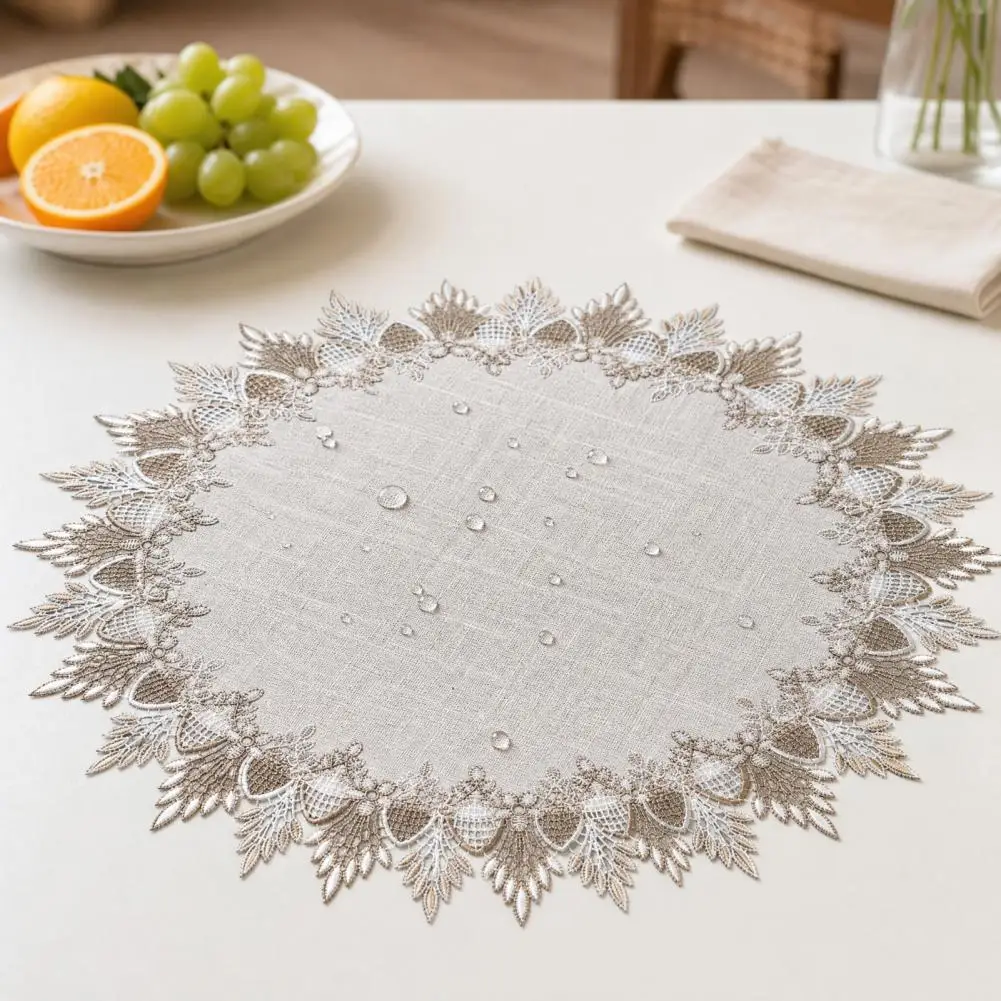 Non-slip Placemat Lace Table Mat Set Non-slip Round Placemat for Dining Table Heat-resistant Vintage Coasters Handmade Party