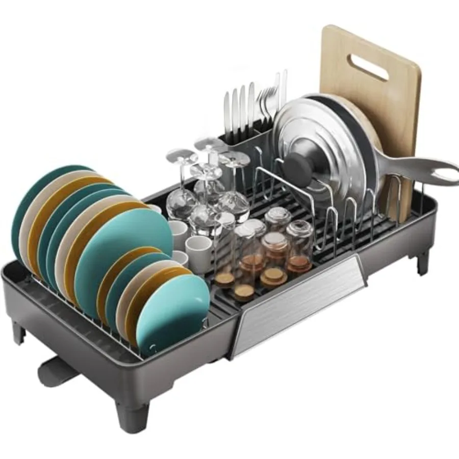 

Large Expandable Dish Drying Rack Dish Racks for Kitchen Counter Space Saving and Rust Resistant Dish Drainer with Removable Dr