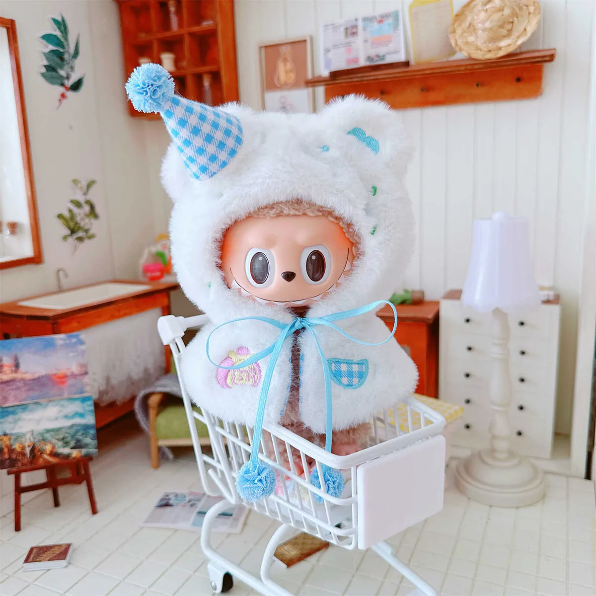 17 سنتيمتر لطيف صغير أفخم دمية الملابس الزي اكسسوارات ل دمى Labubu كعكة قبعة عباءة الملابس DIY بها بنفسك الاطفال هدية ﻿