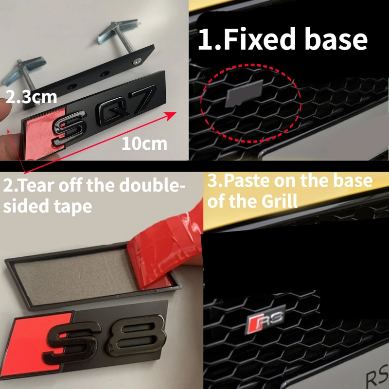 Передняя эмблема решетки автомобиля для Audi Sline S3 S4 S5 S6 S7 S8 RS3 RS4 RS5 RS6 RS7 RS8 SQ3 SQ5 SQ7 Аксессуары для автоматической модификации