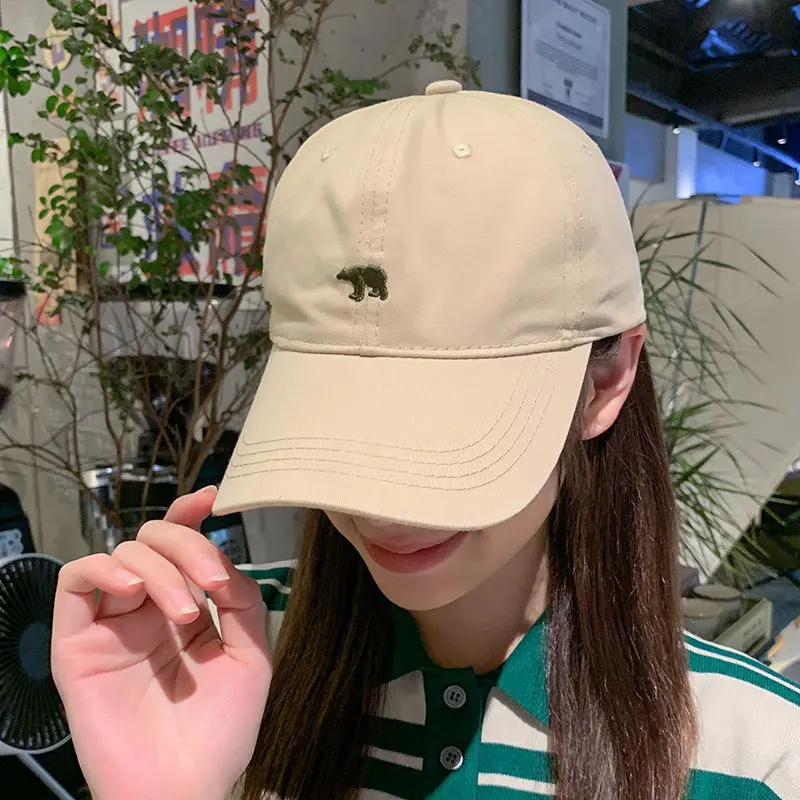 

Thin Versatile Men And Women Sun Hat Fashion Soft Top Korean Baseball Cap Bear Embroidery Trendy Brand Duckbill Hat