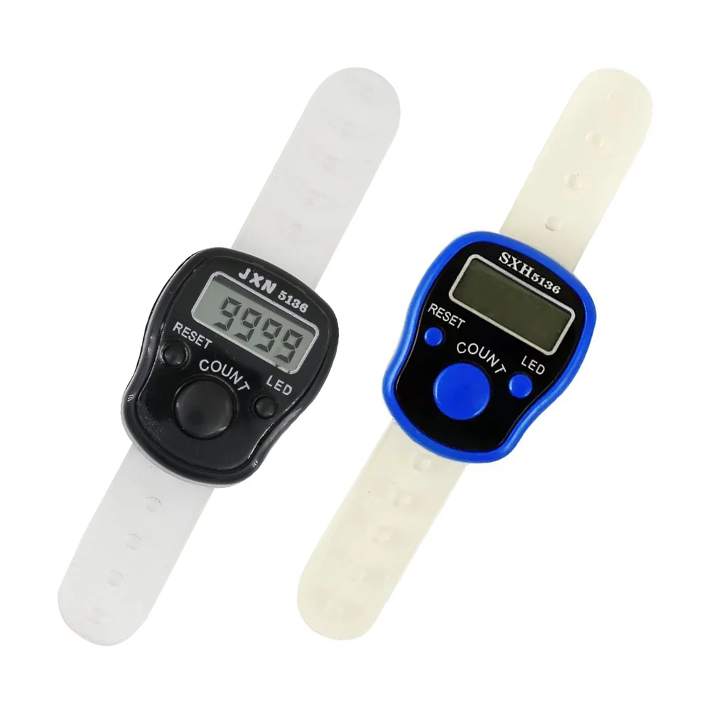 2 Pcs Digital Display Finger Counter Number Beads Handheld Electronic Plastic Ring Counters