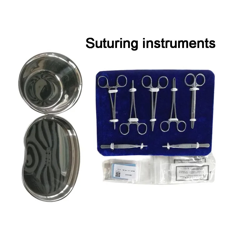 

Suture Instrument Kit Stainless Steel Sterilization Plate Tissue Forceps Suture Needle Orthopedic Instrument 1 Set pet