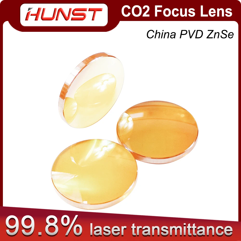 HUNST China Co2 PVD ZnSe Focus Lens Dia 12mm 18mm 19.05mm 20mm FL 38.1 50.8 63.5 76.2 101.6mm For Laser Engraving Cutting Machin