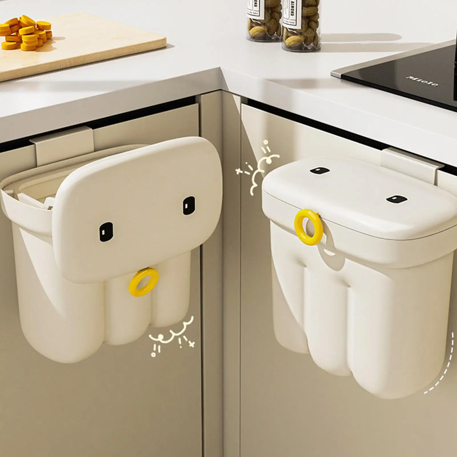 

Kitchen Compost Bin Wall Mount Space Saving Garbage Container Food Waste Bin for Countertop for Dorm Cabinet Cupboard Countertop