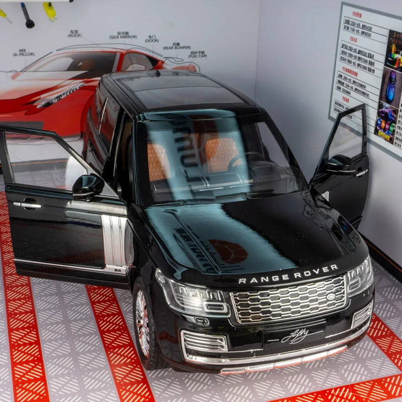 1:18 Land Rover Range Rover SUV off-road vehicle alloy model large acousto-optic pull-back toy door and hood trunk can be opened