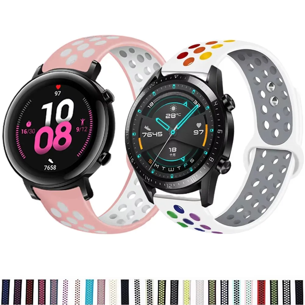 20MM/22MM Silicone ventilate Strap For Huawei Watch GT 2 46MM/42MM Band Sport Replace Bracelet For Honor Magic/GS 3 Pro Correa