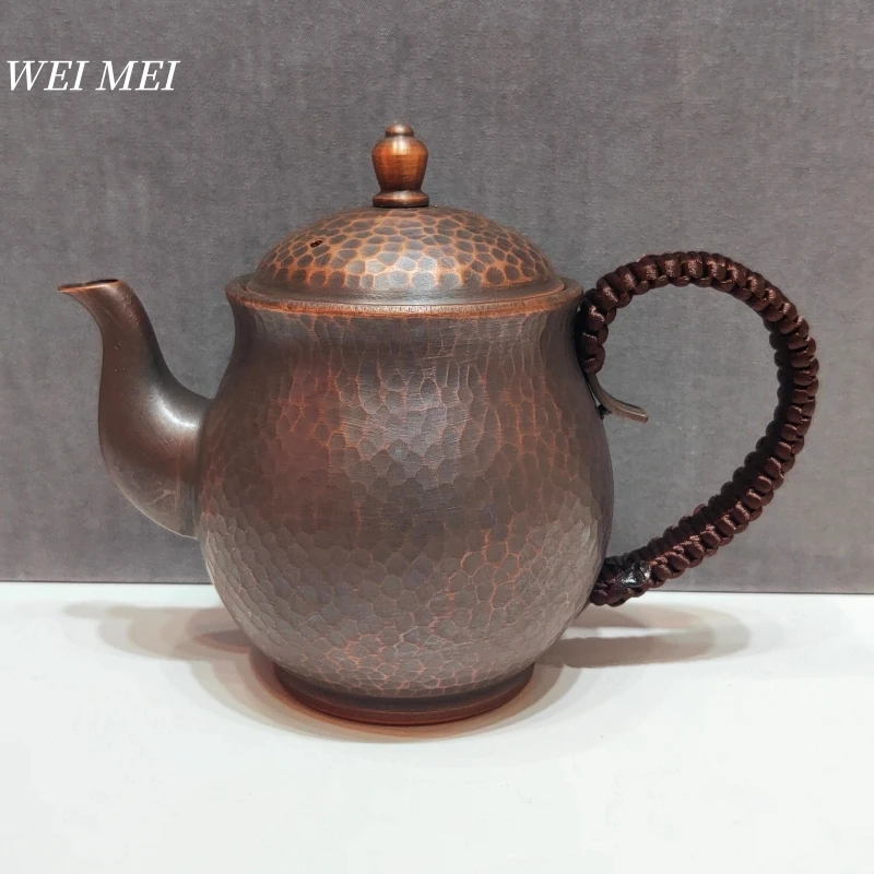 

Небольшой винтажный медный чайник, 300 мл с фильтрующей сеткой, чайник для кипячения и заваривание кофе, горшок с текстурой молотка, посуда