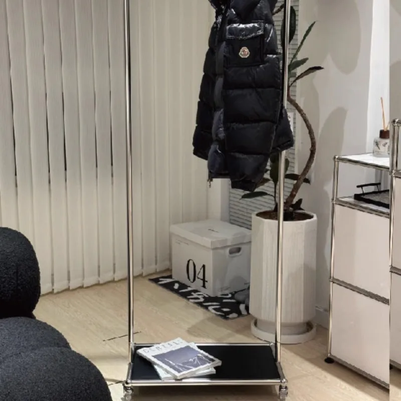 Medieval coat rack Removable clothes storage rack Simple floor-to-ceiling stainless steel overnight clothes coat rack