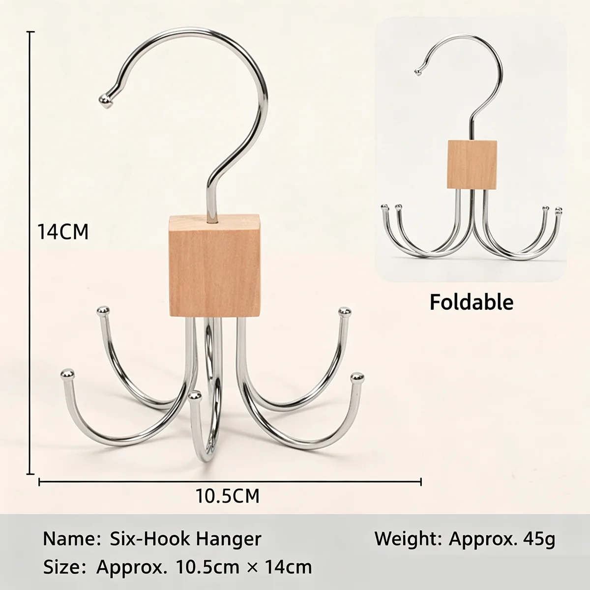 Rotating six claw hook multifunctional folding storage hook hanging belt scarf hat sling underwear metal hanger hook