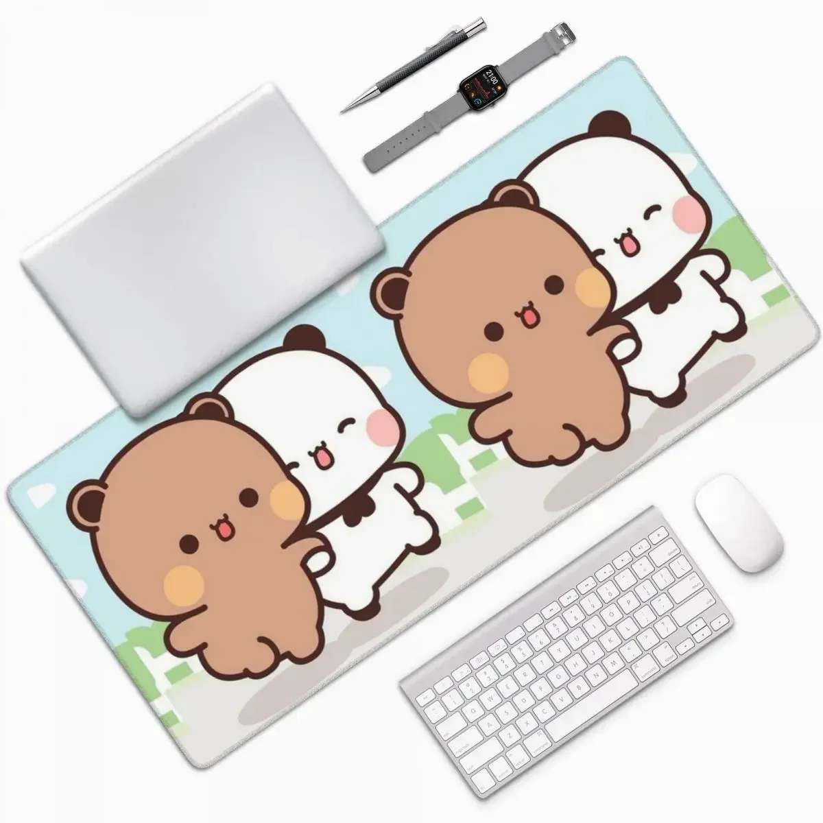 

Peach And Goma Bubu Dudu Balloon Large Mouse Pad Computer Keyboard Mouse Mat Gamer PC Laptop Desk Mat Accessories Table Mats