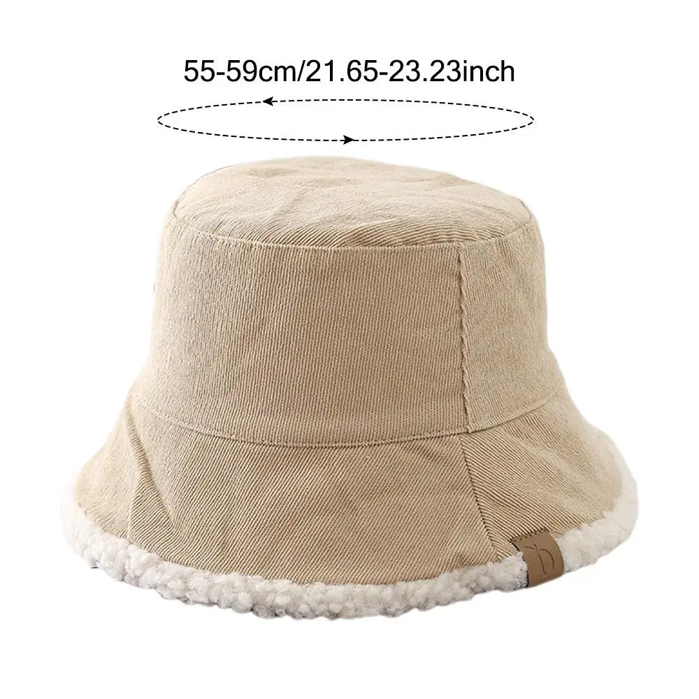 Trendy Lambswool Winter Bucket Hat Thickened Warm Cold Weather Panama Hat Soft Fisherman Cap for Casual, Trips, Sports, Skiing