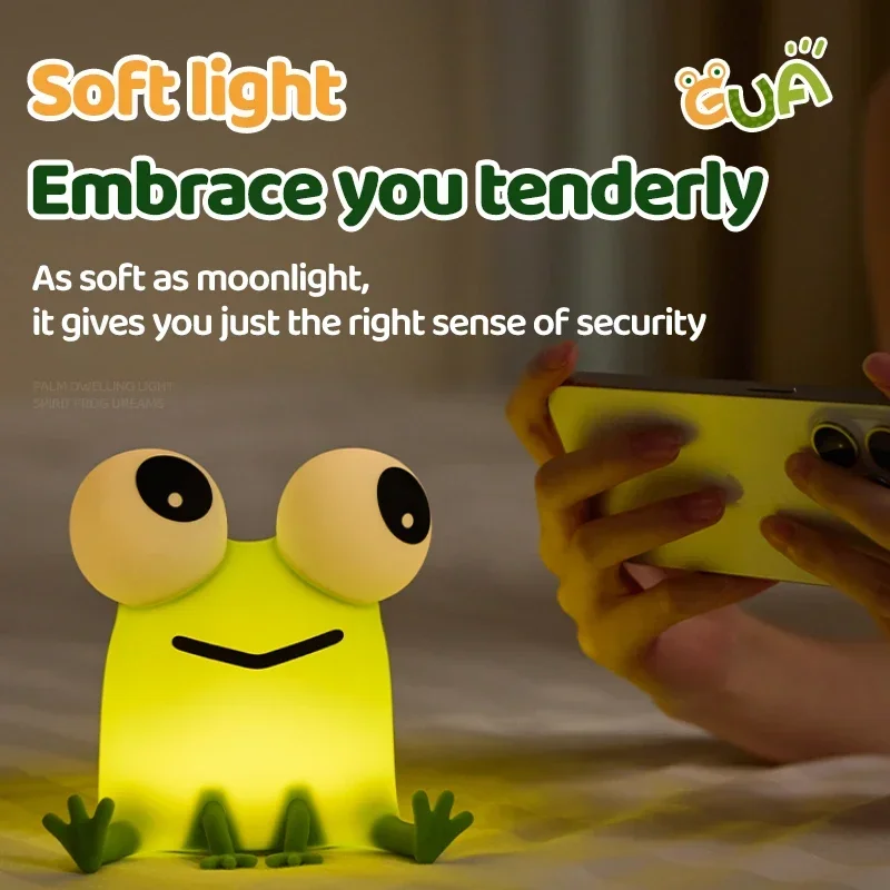 Adorable Frog Night Light Dimmable Rechargeable Silicone Tap Light Timed Sleep Night Light Children's Gift Room Decoration Birth
