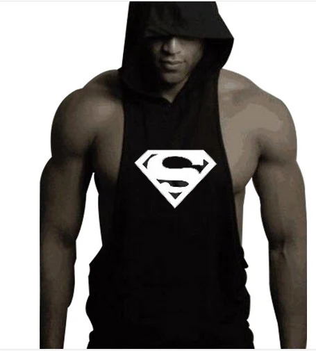 New Breathable Fabric Bodybuilding Hooded Vest Trendy Summer Fitness Physical Sweat Hooded Gym Vest Tank Top Men