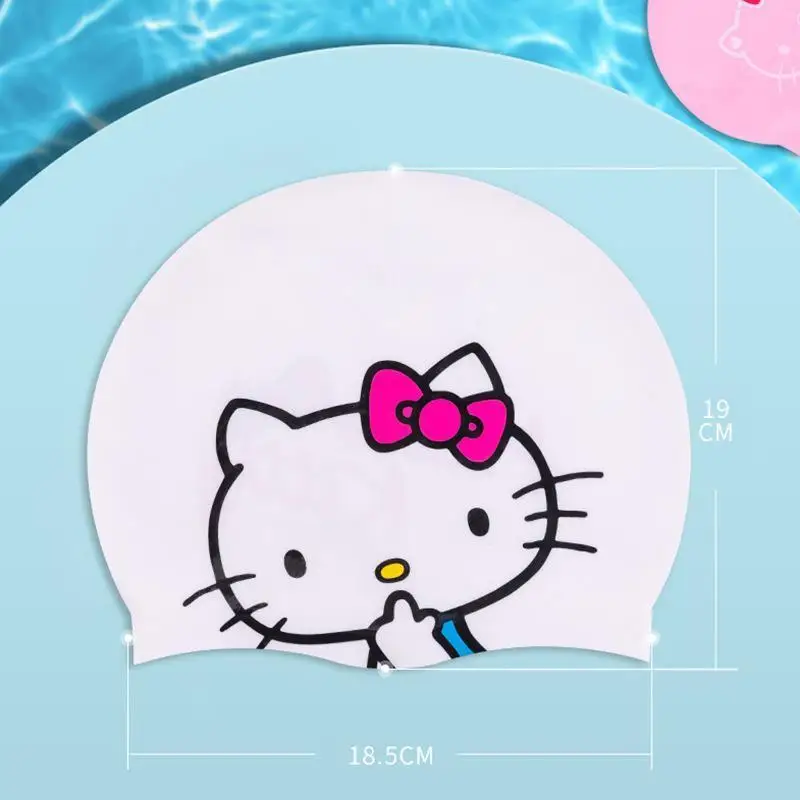 Cute Sanrio Children Swim Cap Hello Kittys Accessories Kawaii Anime Silicone Waterproof No Head Strangulation Toy for Girls Gift