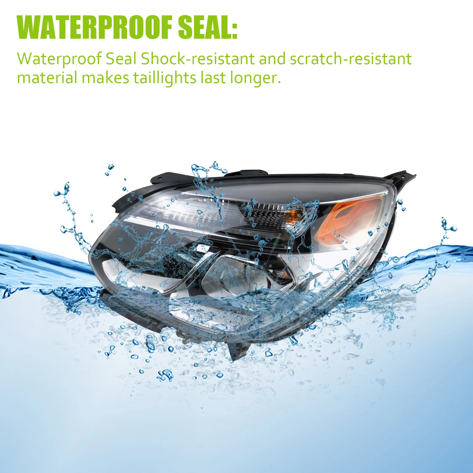 مجموعة مصابيح السيارة الأمامية لسيارة شيفروليه إكوينوكس 16-17، عدسة شفافة، 1 كشافات أمامية يسار #5