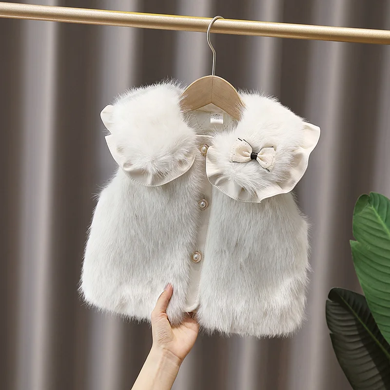 Girl baby girl fluffy padded vest imitation mink velvet jacket rabbit fur fur versatile autumn and winter new cute