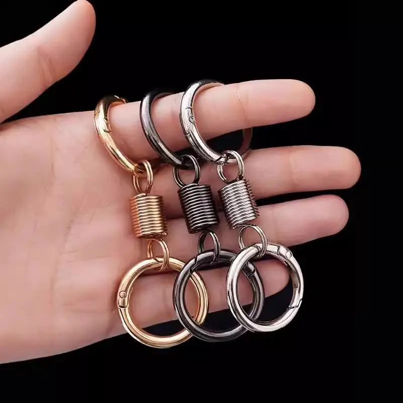 Zinklegierungs-Feder-Doppelring-Schlüsselanhänger, Robuster Tragbarer Schlüsselorganizer für den Täglichen Gebrauch und als Dekoratives Accessoire – Detail 1