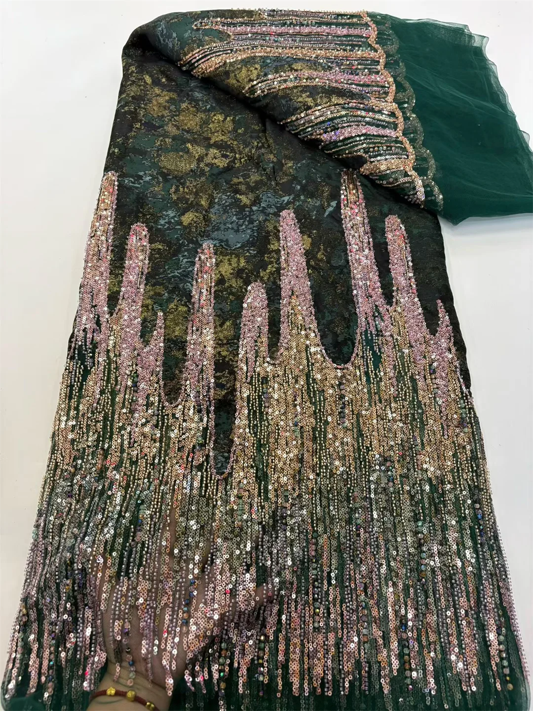 

Оптовая продажа, африканская кружевная ткань с блестками, 2024, французская вышивка, высокое качество, роскошное тяжелое свадебное кружево с бисером