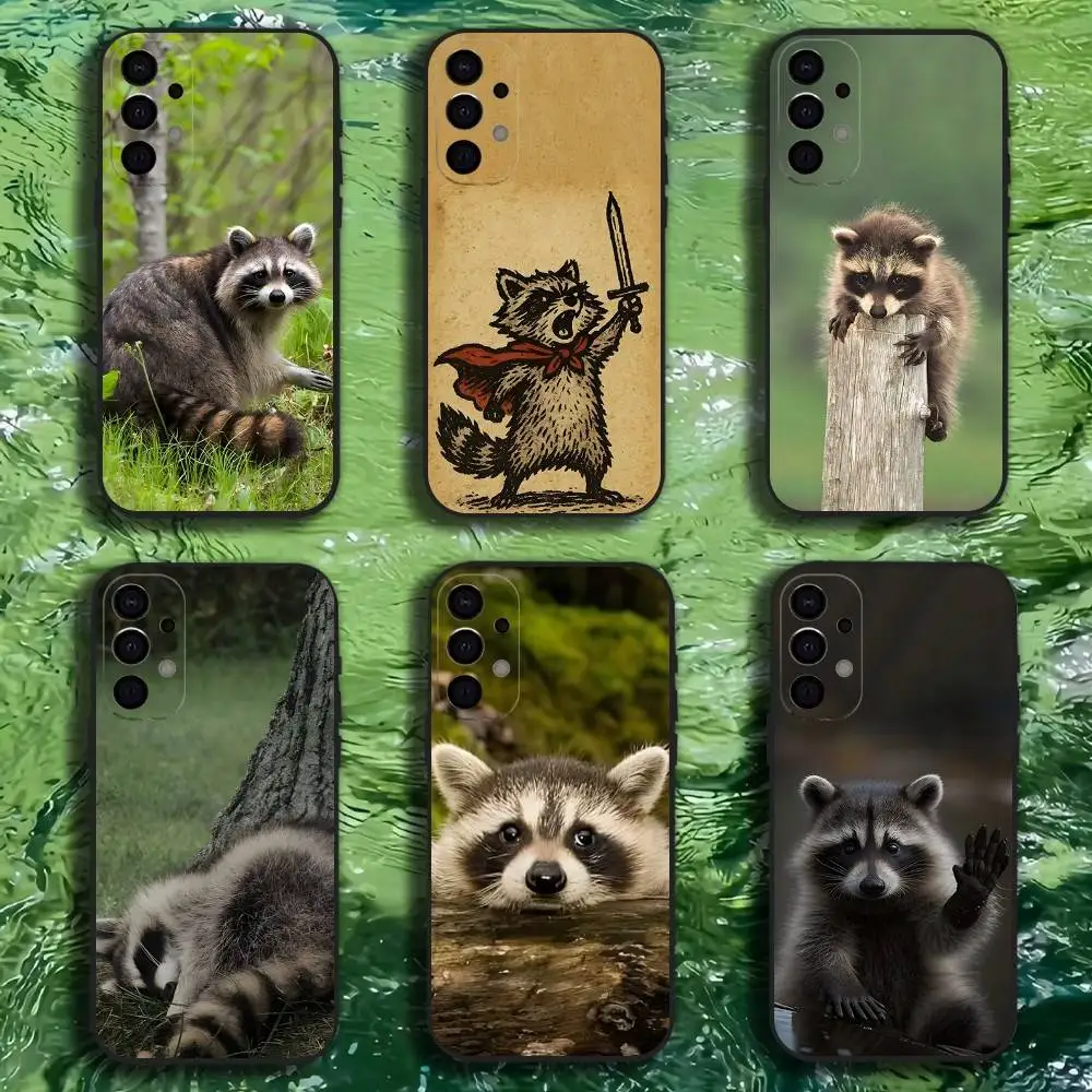 

Funny Cute Raccoon Phone Case For Samsung S25,S24,S21,S22,S23,S30,Ultra,S20,Plus,Fe,Lite,Note,10,9,5G Black Cover